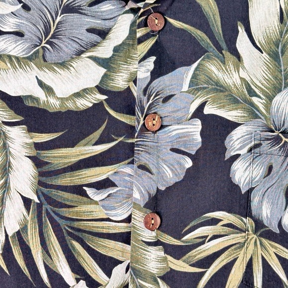 Hilo Hattie Blue Floral Pattern Short Sleeve Button Up Collared Hawaiian Shirt L - Picture 7 of 10